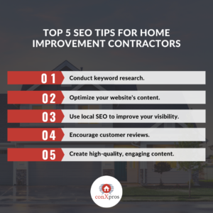 Top 5 SEO Tips For Home Improvement Contractors Graphic